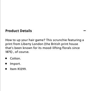 J. Crew Accessories - J.crew liberty scrunchie J. Crew Accessories - J.crew liberty scrunchie